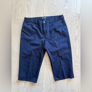 Ralph Lauren Women's Blue Denim Classic   Midcalf Shorts in size 14 Petite